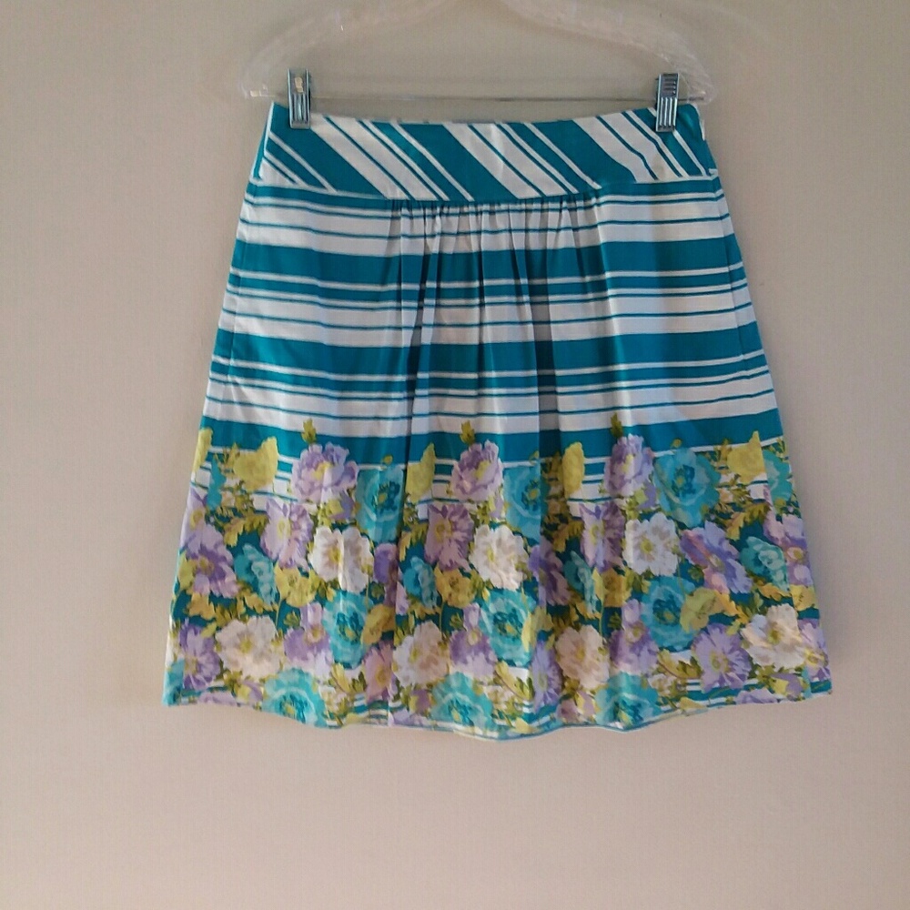 TALBOTS WOMEN'S STRIPED FLORAL SKIRT 8P